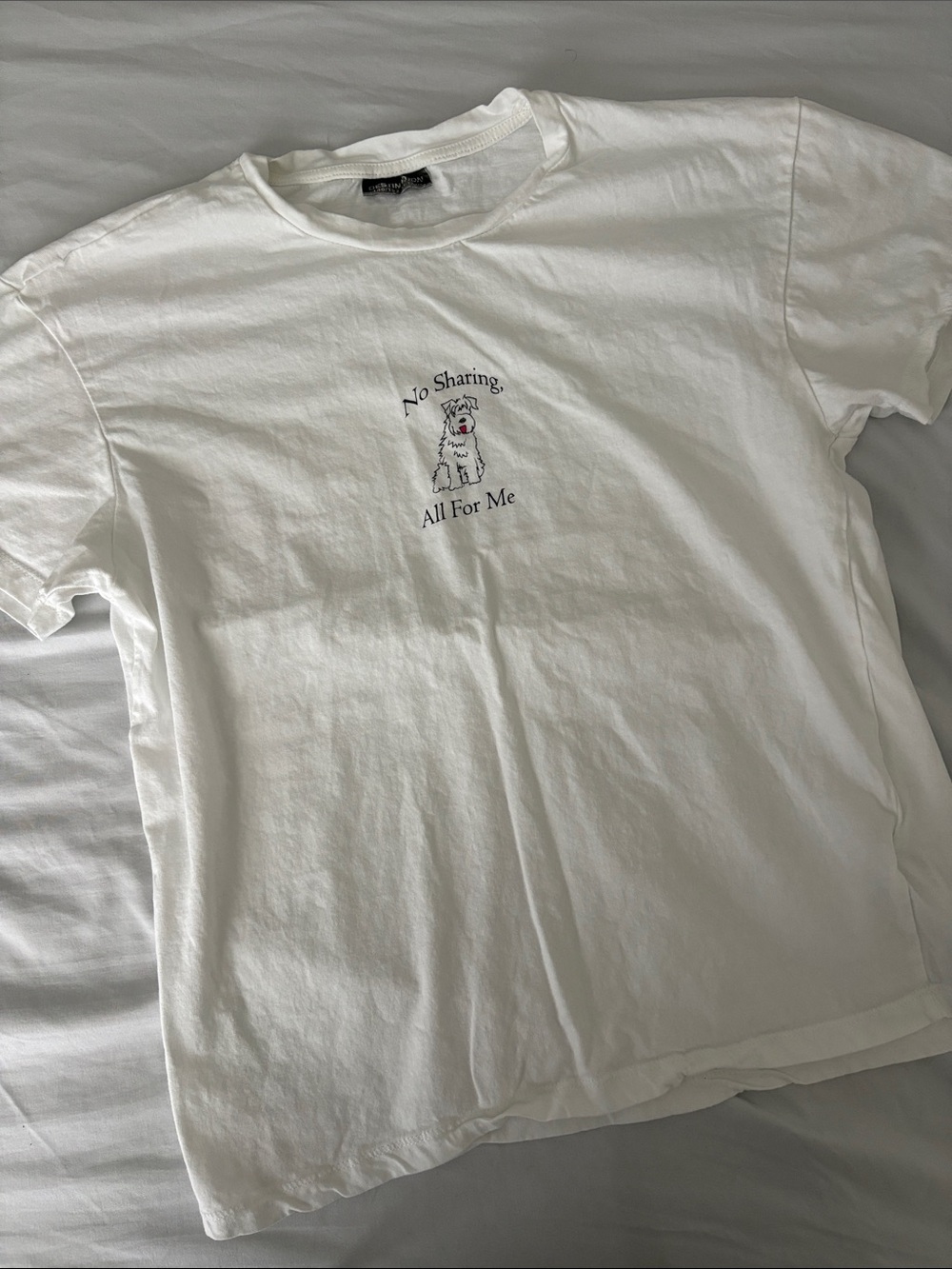 White Graphic Tee - "No Sharing, All For Me"
